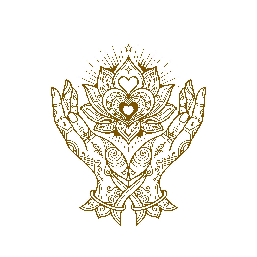Icono Conectar - Manos y Loto Corazón de Oro